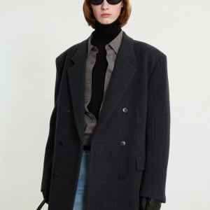 [티엔지티] Pin-stripe Tailored Double-breasted Coat (Gray) TNCO5F102G2