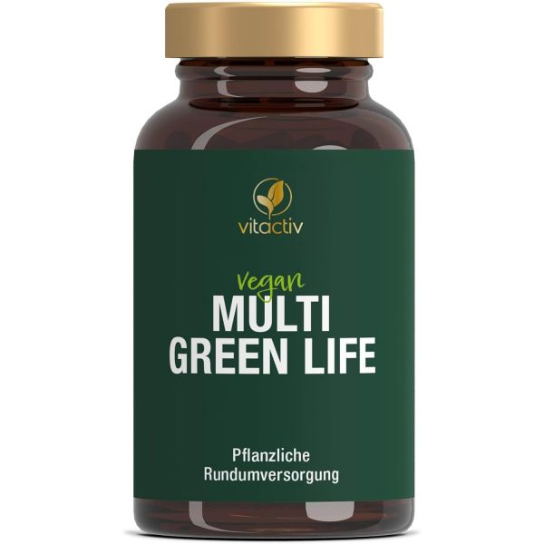 Vitactiv Natural Nutrition Multi Green Life - 그린푸드 멀티<b>비타민</b> 제제 천연 복합 100 영양소 <b>비타민 C</b> D E B 미네랄 효소 오메가3  1