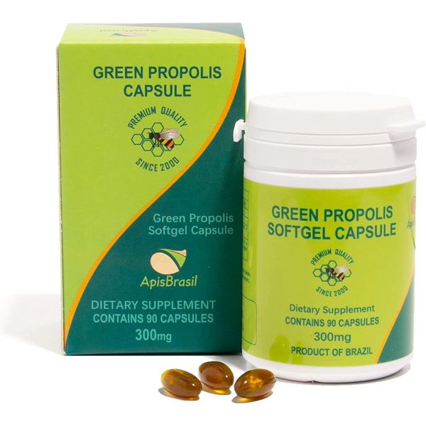 ApisBrasil 프로폴리스 <b>면역력</b> 브라질 <b>그린 비</b> 캡슐 - 소프트젤 3개당 일일 900mg 천연 면역 지원 90개(1팩)  알약/캡슐  1개  90정