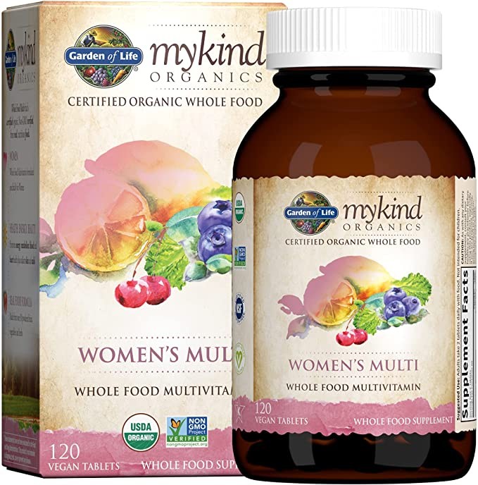 Garden of Life의 유기농 종합 비타민 mykind Organics Womens Multi with 비타민 CD 엽산 B6 B12 비오틴 철 비건 전체 식품 비타민  1개