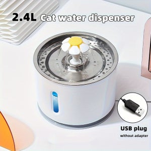 고양이용 스테인리스 스틸 펫 워터 디스펜서, 작은 개와 고양이를 위한 LED 라이트 및 수위 창문이 있는 먹는 물 장치