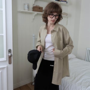 [포르어] Oversized Classic Shirt Light Olive