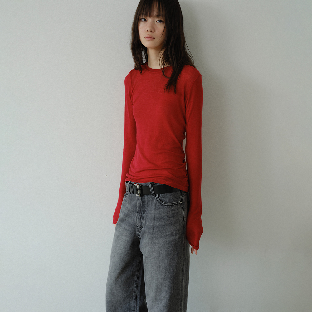 [아유서울] BASIC LYOCELL LONG SLEEVE JERSEY T-SHIRT, RED