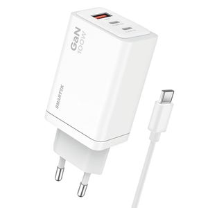 [SMARTEK] 스마텍 100W 3포트 초고속 GAN 충전기(C to C케이블포함) #