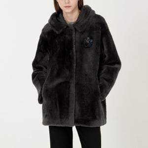 [기비] 리버시블 후드 무스탕 코트 GY25WDFRUL497