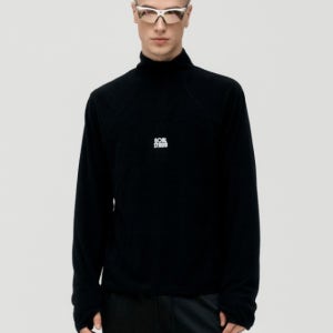 골스튜디오 맨즈 그리드 플리스 쿼터집업티-블랙