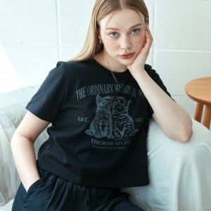 [오오엠엘] 투키튼 크롭 반팔 티셔츠 (블랙) 5OML22SS2