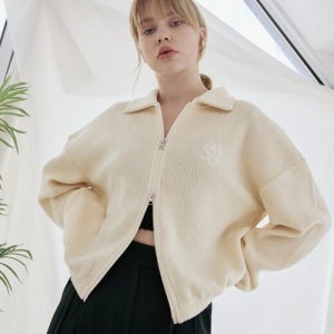 [오오엠엘] 투웨이 카라 니트 집업 가디건 (크림) 5OML_22FW_01