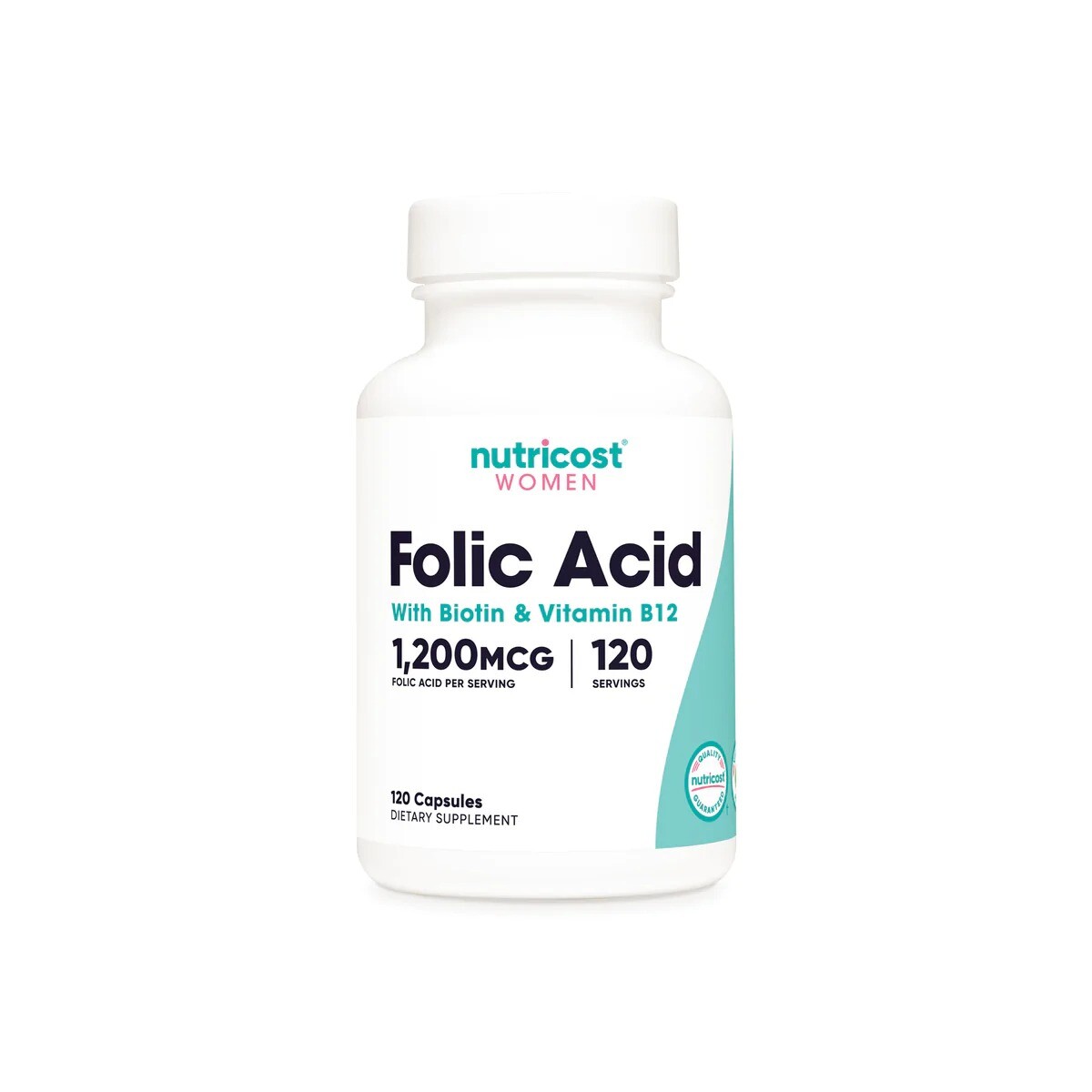 뉴트리코스트 Nutricost 여성용 <b>폴릭 에시드</b> Folic <b>Acid 1200MCG</b> 캡슐 120정