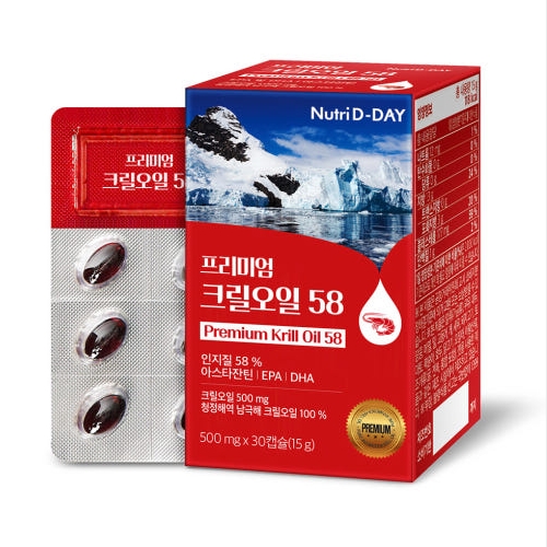 뉴트리디데이 프리미엄 <b>크릴오일58</b> 500mg x 30캡슐, 1개