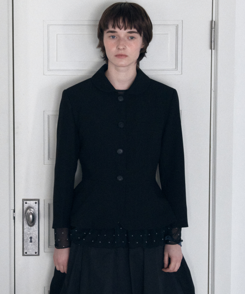 [바니쉬먼트] Round collar flare jacket_black VANISHMENT