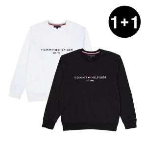 타미힐피거 [Deal] [1+1]타미힐피거  남녀공용 자수로고 맨투맨 스웨트셔츠