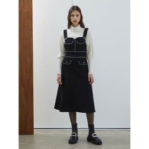 [에고이스트]  블랙 배색테이프 장식 뷔스티에 원피스 EN4WO262