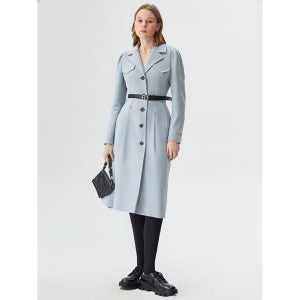 [에고이스트]  블루 벨티드 볼륨소매 핸드메이드 코트 EN4WC962