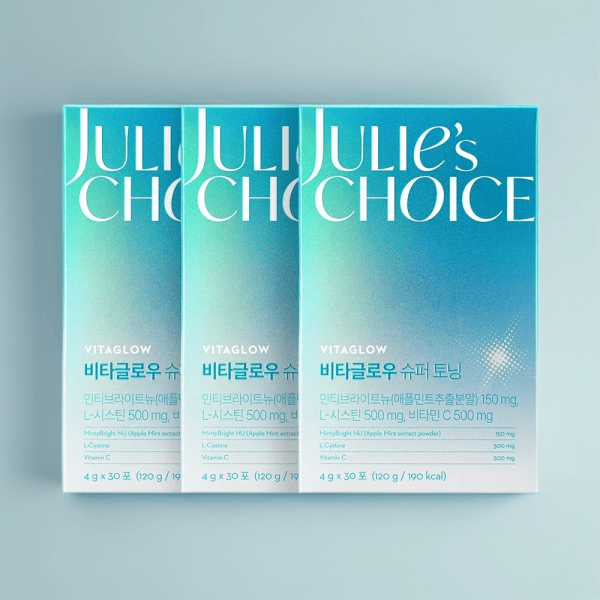 줄리스초이스 <b>비타글로우</b> <b>비타</b>민C 민티브라이트뉴 애플민트맛 분말 슈퍼토닝 30포 3개 30회분/3개