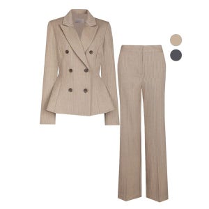 [비비드시크릿가너] SET 여성 봄가을 더블 정장 자켓+부츠컷팬츠 세트