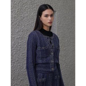 [에고이스트]  블루 라운드 넥 보카시 가디건 EN4CG260