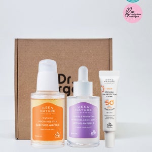 [선물 세트] 닥터올가  더블 시너지 세트(트라넥삼산 기미 잡티 앰플 50ml+바쿠치올&콜라겐 앰플 30ml+프리미엄 썬프로텍션 선크림 10ml+선물박스)