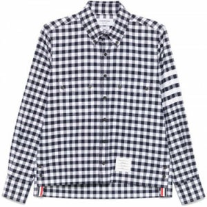 톰브라운 남성 셔츠 유틸리티 위드 패치 포켓 인 4 바 깅엄 체크 플란넬 MWL417AF0945 415 네이비 /9 (501160)