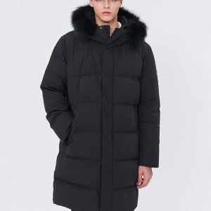 [헤지스 골프 남성] 헤지스골프 24FW 스테디셀러 폭스퍼 로고패치 롱 다운 자켓 100 WPJU4D942BK