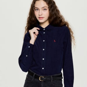 [헤지스 여성] [아이코닉] 코듀로이 레귤러핏 셔츠 네이비 HSSH5D903N2