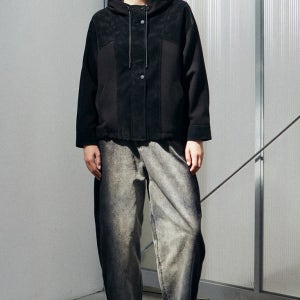 그라데이션 블랙 데님 배기 팬츠-B1G35DSL020