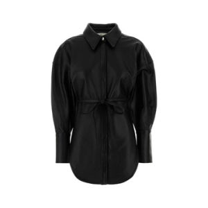 [X45]블루마린 4L087A N0990 여성 셔츠 남방 블라우스 Black leather shirt 4L087A N0990
