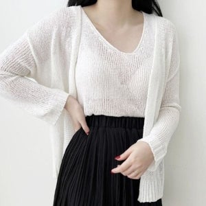 패션플러스 LMO 시어 레이디스 스타일 니트가디건 가을철 스프링 걸 울탑카디건 세트아이템