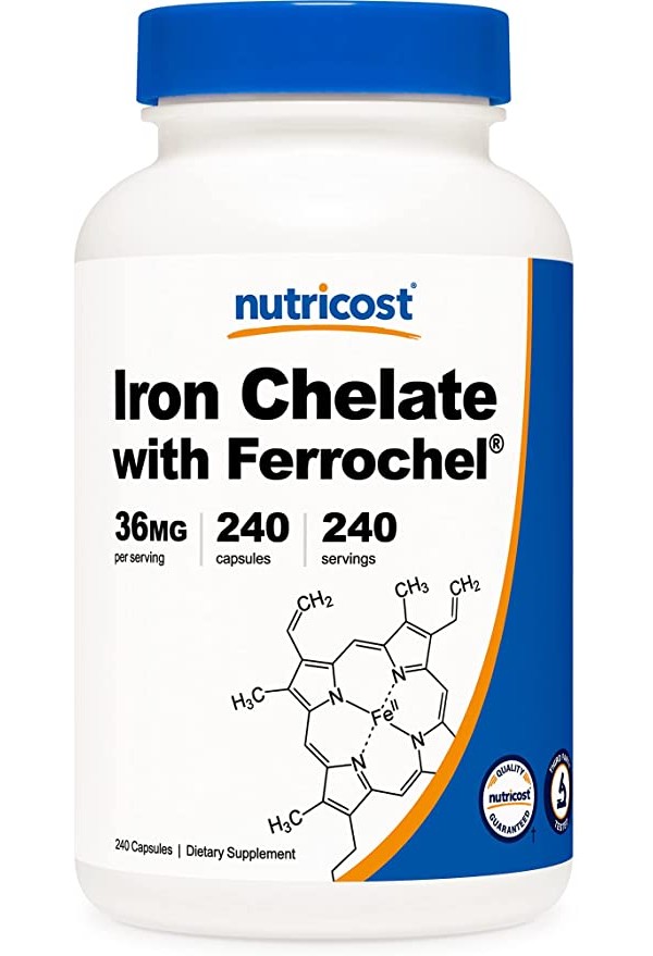 <b>Nutricost</b> 킬레이트 <b>철</b> As Ferrochel 36mg 240 캡슐 240 카운트 (1팩)  240정  1개
