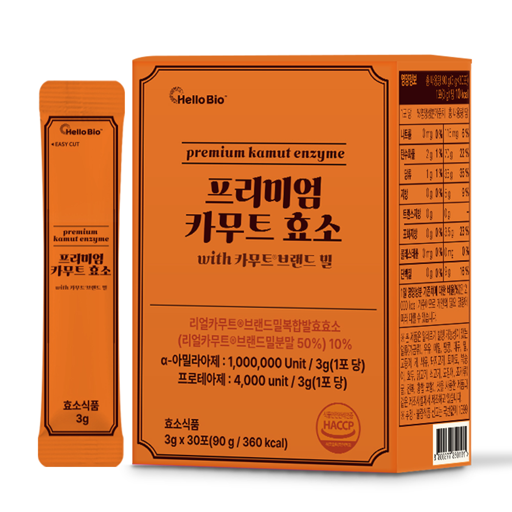 헬로바이오 프리미엄 카무트 <b>효소</b> with 카무트 브랜드 밀 3g x 30포, 6개