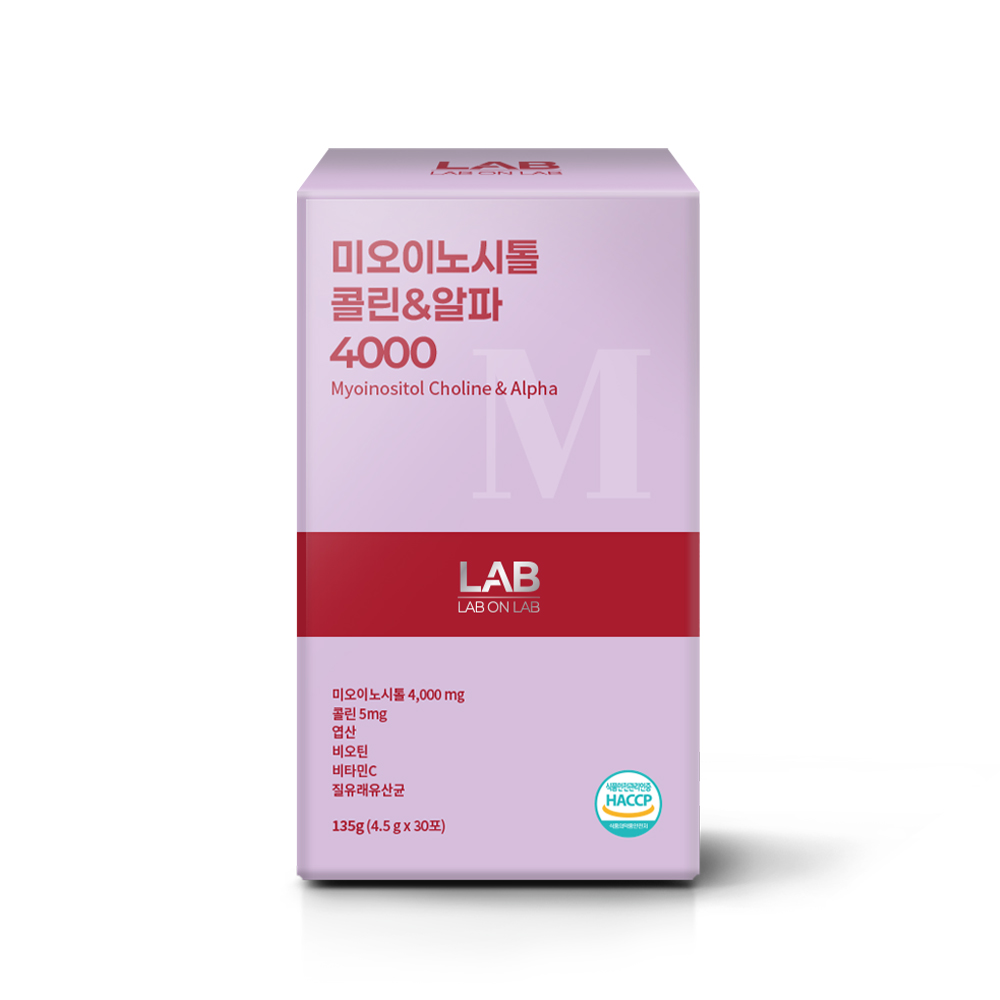 제이에스바이오 랩온랩 미오 이노시톨 <b>콜린</b> &amp; 알파 4000 4.5g x 30포, 1개