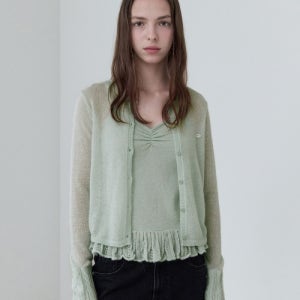 [로라로라] MOHAIR BLENDED SLEEVELESS CARDIGAN SET MINT 5008917683