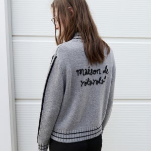 [로라로라] MAISON DE ROLA EMBROIDERY WOOL BLENDED KNIT ZIP-UP GRAY 5008917685
