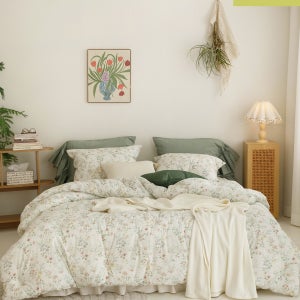 최상의 쾌적함 100수 순면 워싱 차렵이불 건조기 가능, 알러지 프리, 미세먼지 케어[로맨틱 가든]