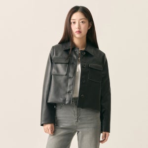 [로엠]셔츠형 페이크 레더 자켓 RMJKF12R14