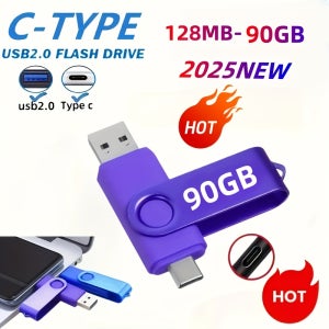 USB C 플래시 드라이브 90GB/64GB/16GB/128MB 듀얼 C타입 컬러 드라이브 C타입 2 in 1 USB 2.0 듀얼 플래시 드라이브 고속 OTG 메모리 스틱 사진