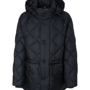 [헤지스 남성] [클래식] [Lightweight] 네이비 후드 탈착 카라코람 구스다운 패딩 점퍼 HZJU5D504N2