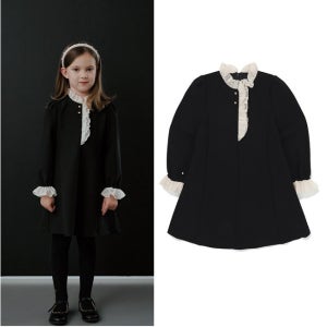 [AK수원점] [빈] 블랙 배색 러플 원피스 BZ54OP03BK