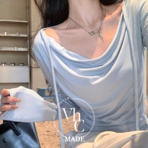 (저렴이 비교불가/퀄리티보장) 바니 카울넥 셔링 오프숄더 긴팔 티셔츠 T_YW1299