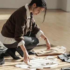 브이넥 케이블 니트 MM300