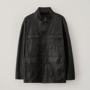 [블랭크룸] 워시드 레더 필드 자켓_BLACK BR