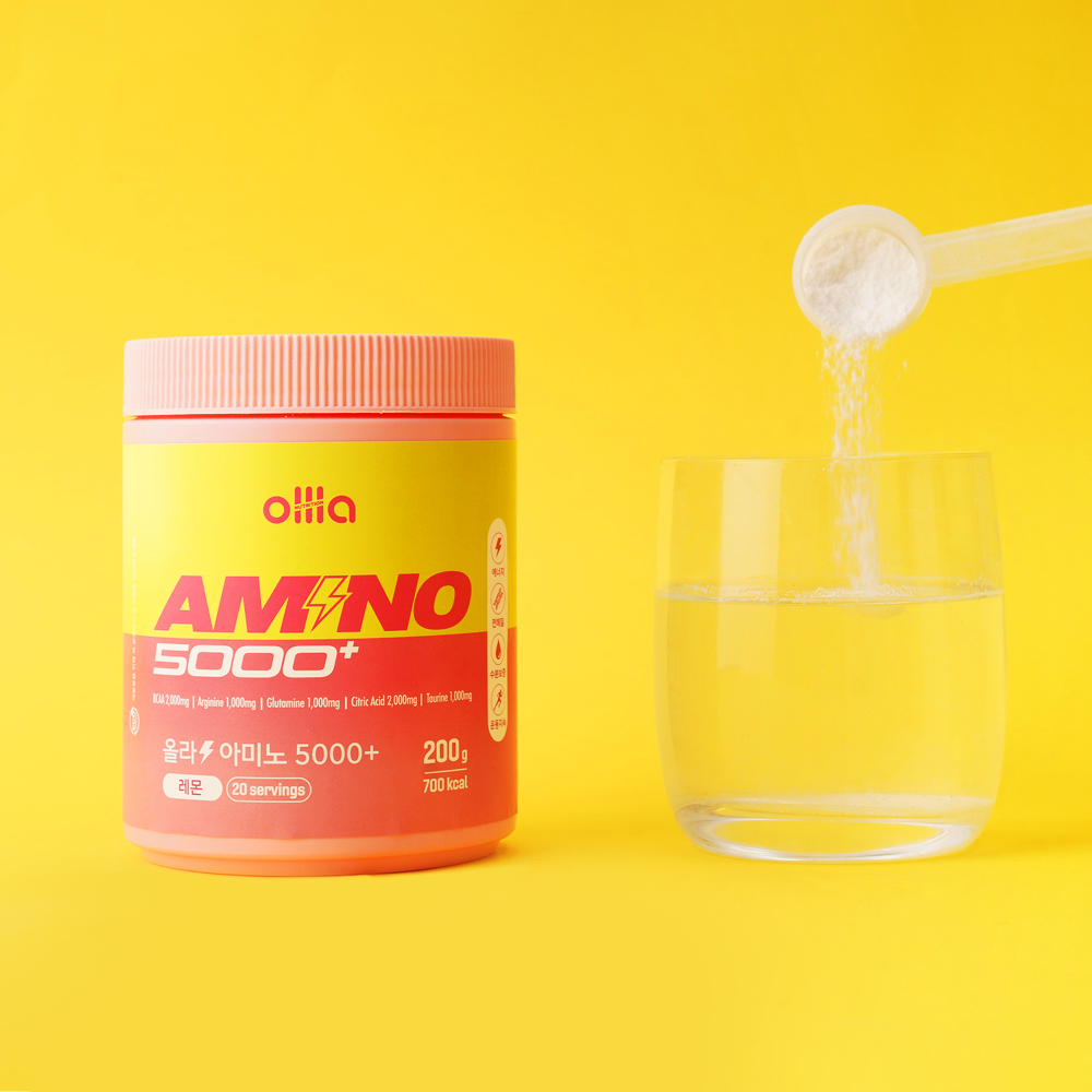 <b>올라</b> 아미노 5000+ 레몬맛 200g 20회분 <b>올라</b>뉴트리션  BCAA L글루타민 <b>타우린</b> 아미노산 에너지부스터 전해질음료