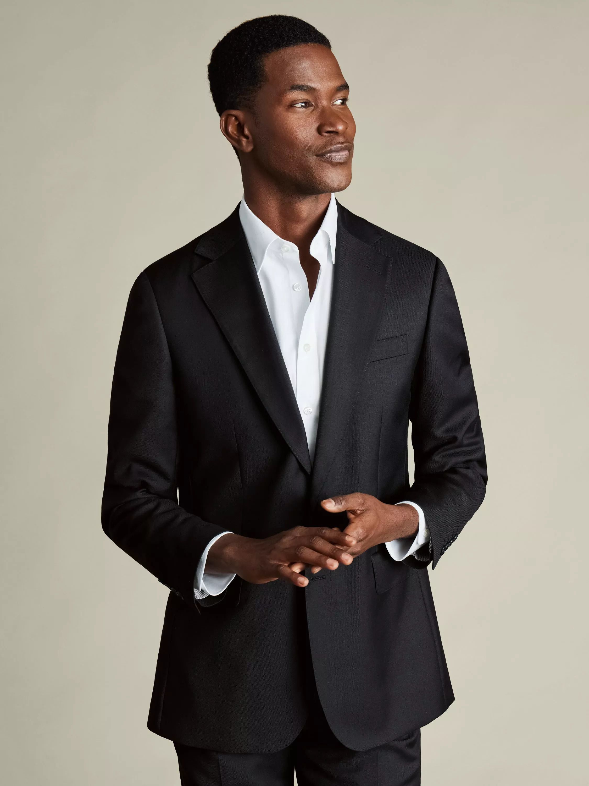 Charles Tyrwhitt 레귤러 핏 싱글 브레스트 블랙 블레이저 울 Regular Fit Single Breasted Wool Blazer, Black 11 144379344