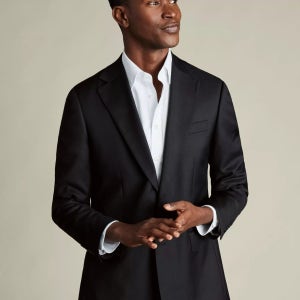 Charles Tyrwhitt 레귤러 핏 싱글 브레스트 블랙 블레이저 울 Regular Fit Single Breasted Wool Blazer, Black 11 144379344