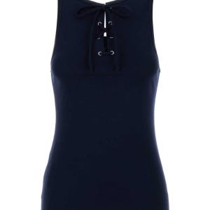 프라다 X45 39603SOOO10Z0 F0124 여성 티셔츠 민소매 탑 나시 Navy blue cotton tank top 39603SOOO10Z0 F0124