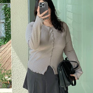 [55-110][세련미✨] 날라리 프릴 골지 긴팔티