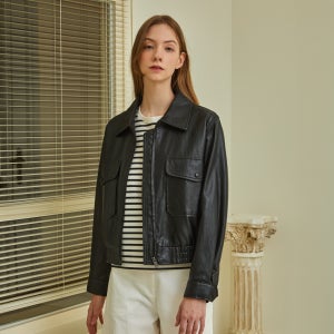 로안 [정가 149,000원][로안]페이크 레더 블루종 자켓