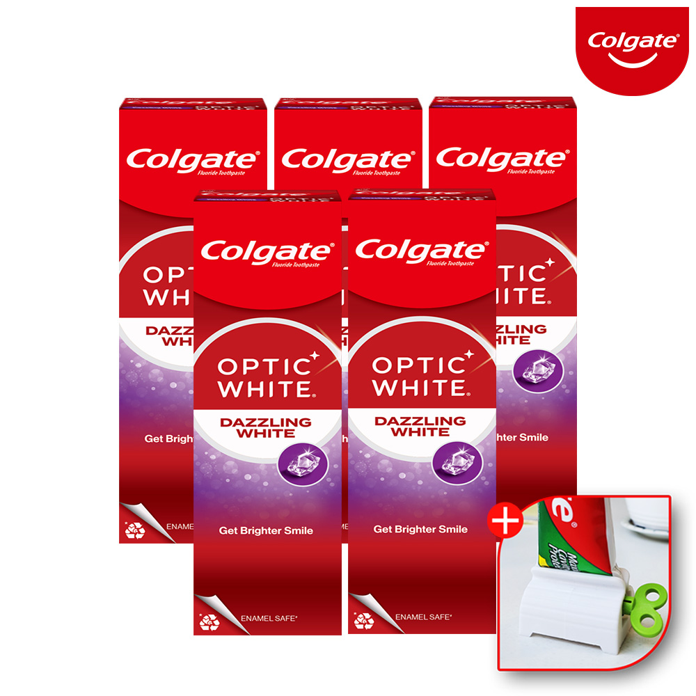 콜게이트 미국 충치 <b>불소</b> 미백 화이트닝 옵틱화이트 다즐링 치약 100gx5개 치
