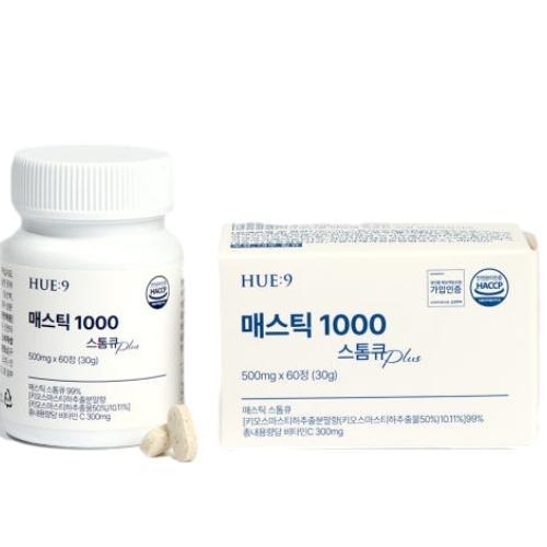 휴나인 <b>매스틱 검</b> 1000 스톰큐  PLUS 500mg x 60정, 1개