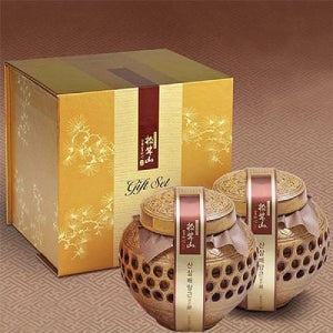 참자연 산삼배양근 담은꿀도자기선물세트 400g2병 도자기꿀선물 영양꿀 산삼배양근꿀 선물용꿀